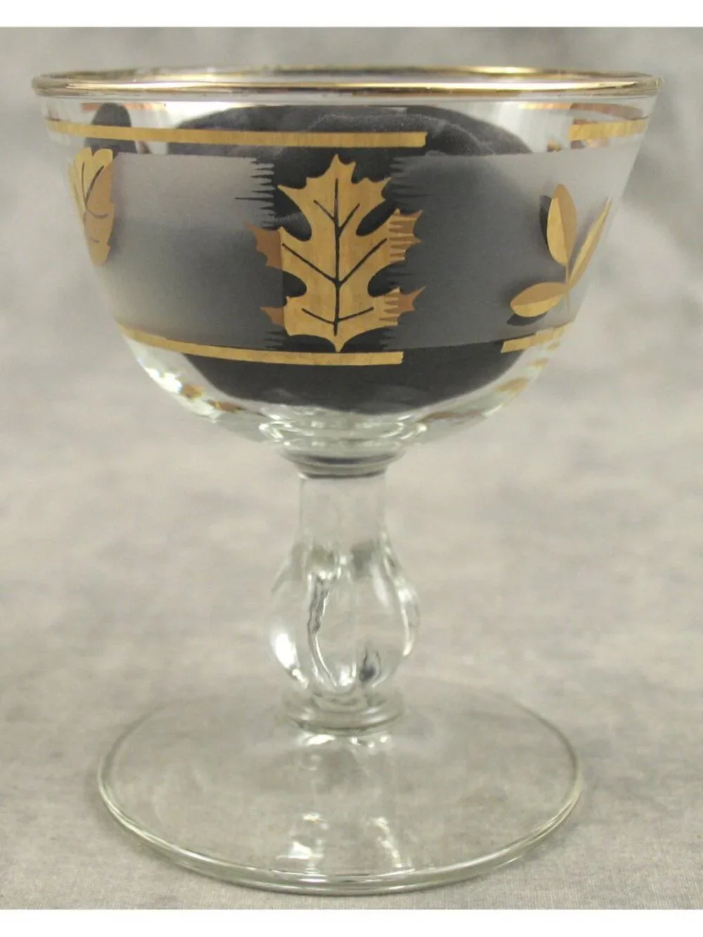 Vintage Libbey Golden Foliage Frosted Champagne Sherbet Glasses Set of 6 MCM